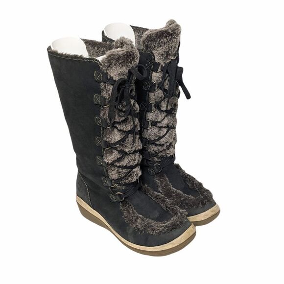 TIMBERLAND Suede Leather Faux Fur Lace-Up Boots - Picture 1 of 10